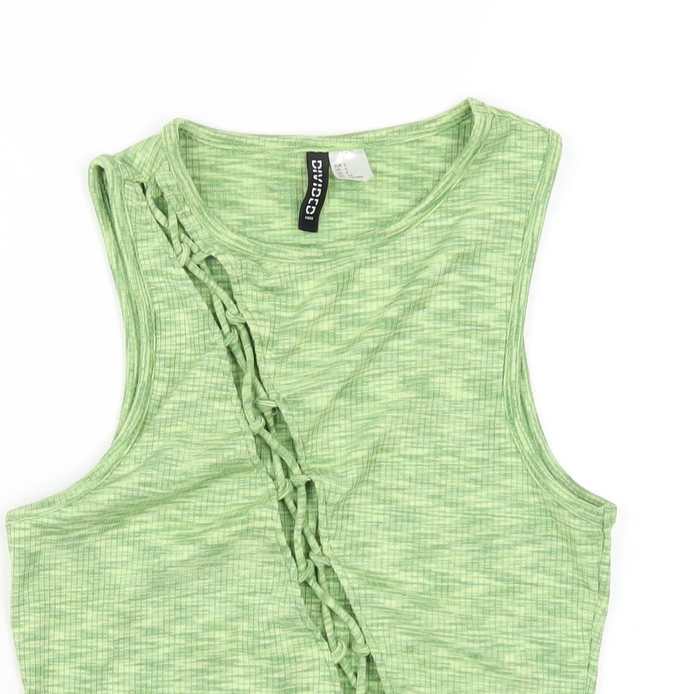 H&M Womens Green Polyester Basic Tank Size S Round Neck