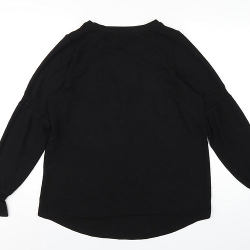 River Island Womens Black Patent Leather Basic T-Shirt Size 12 Round Neck