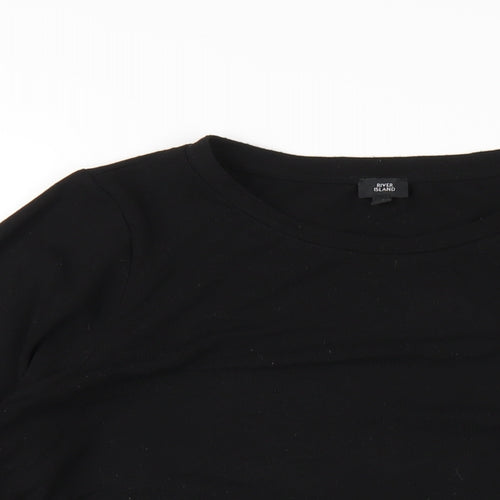 River Island Womens Black Patent Leather Basic T-Shirt Size 12 Round Neck