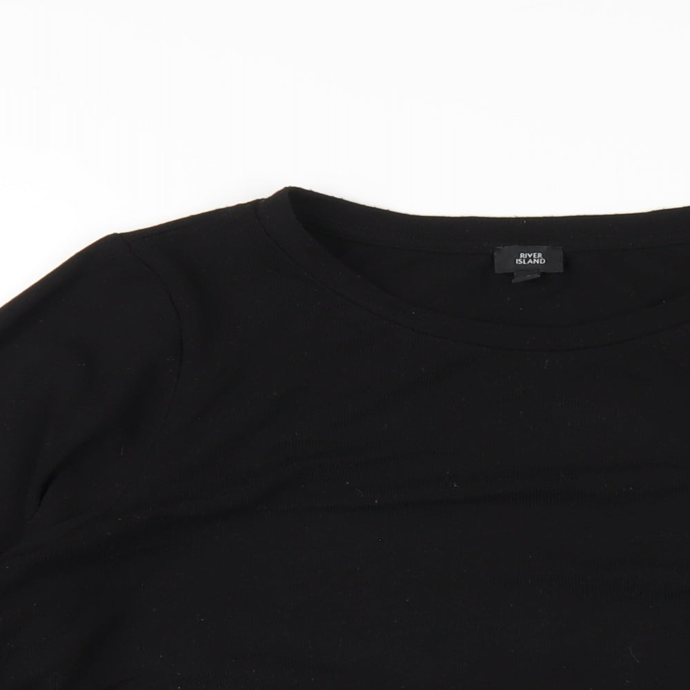 River Island Womens Black Patent Leather Basic T-Shirt Size 12 Round Neck