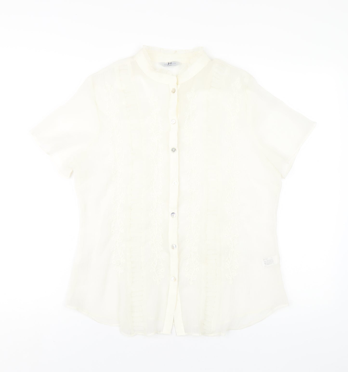 Joanna Hope Womens Ivory Polyester Basic Button-Up Size 14 Round Neck