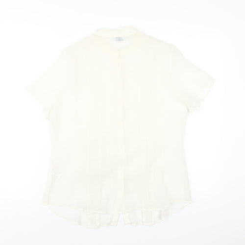 Joanna Hope Womens Ivory Polyester Basic Button-Up Size 14 Round Neck