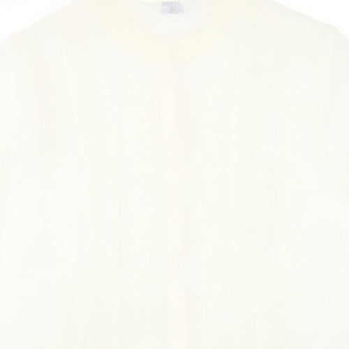 Joanna Hope Womens Ivory Polyester Basic Button-Up Size 14 Round Neck
