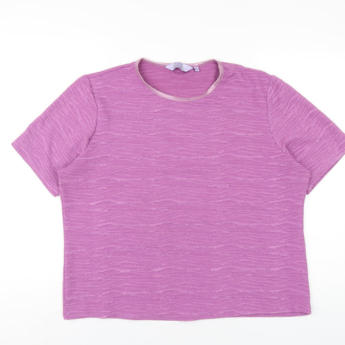 EWM Womens Purple Polyester Basic T-Shirt Size 18 Round Neck