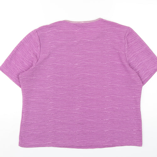 EWM Womens Purple Polyester Basic T-Shirt Size 18 Round Neck