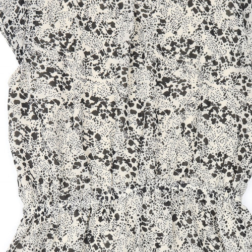 H&M Womens Black Geometric Polyester A-Line Size 10 V-Neck Pullover