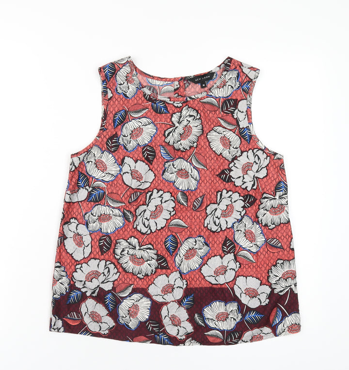 New Look Womens Multicoloured Floral Polyester Basic Tank Size 10 Round Neck