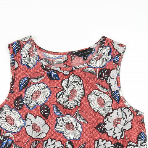 New Look Womens Multicoloured Floral Polyester Basic Tank Size 10 Round Neck