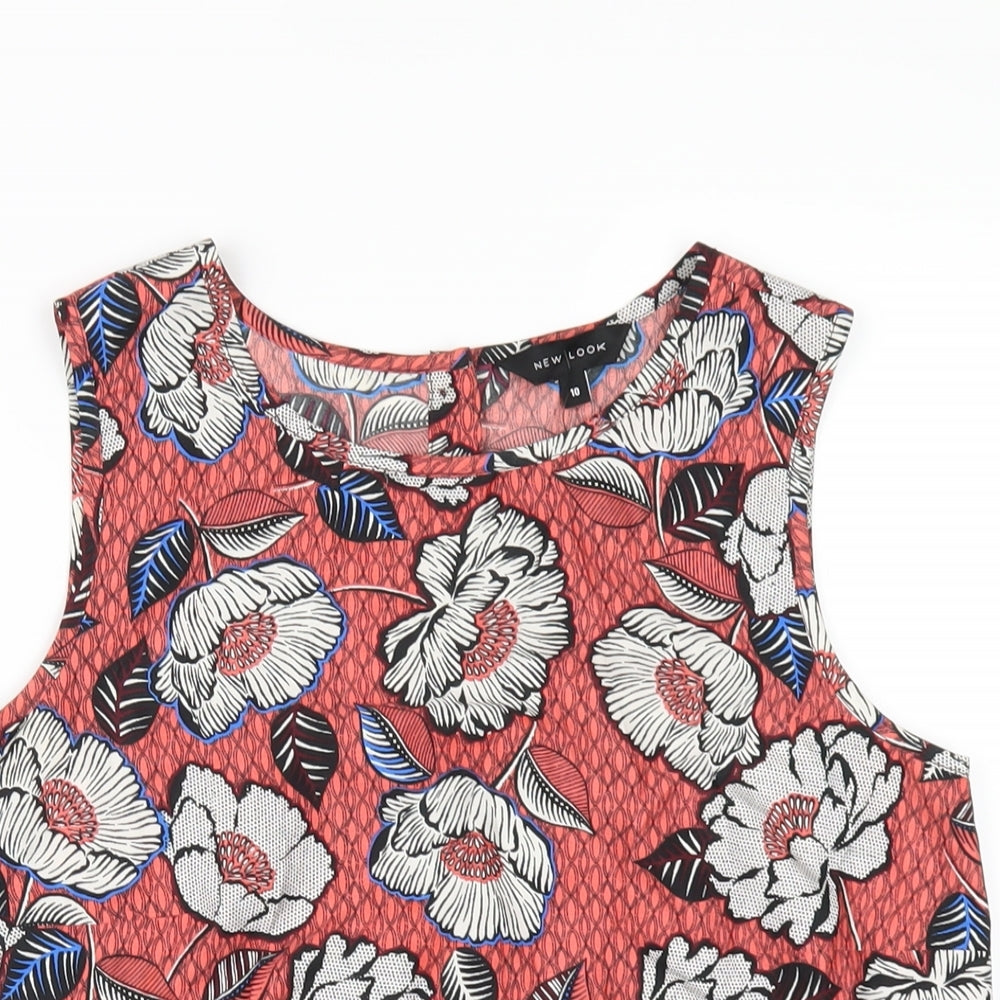 New Look Womens Multicoloured Floral Polyester Basic Tank Size 10 Round Neck