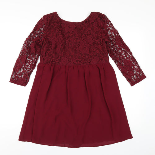 FOREVER 21 Womens Red Polyester A-Line Size S Round Neck Pullover