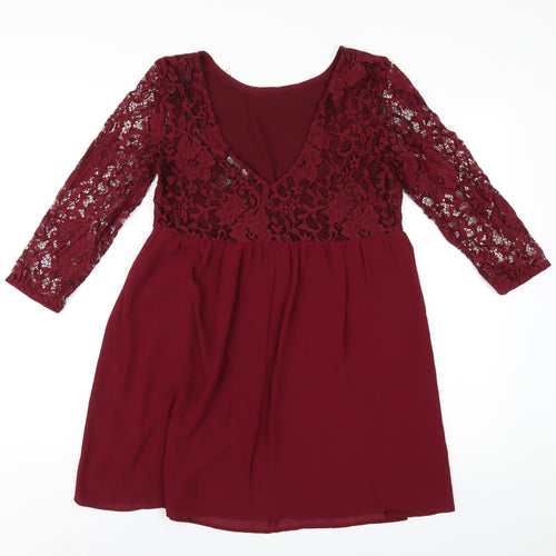 FOREVER 21 Womens Red Polyester A-Line Size S Round Neck Pullover