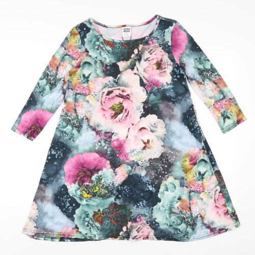 VERO MODA Womens Multicoloured Geometric Polyester A-Line Size XS Round Neck Pullover