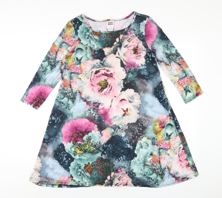 VERO MODA Womens Multicoloured Geometric Polyester A-Line Size XS Round Neck Pullover