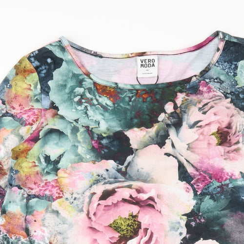 VERO MODA Womens Multicoloured Geometric Polyester A-Line Size XS Round Neck Pullover