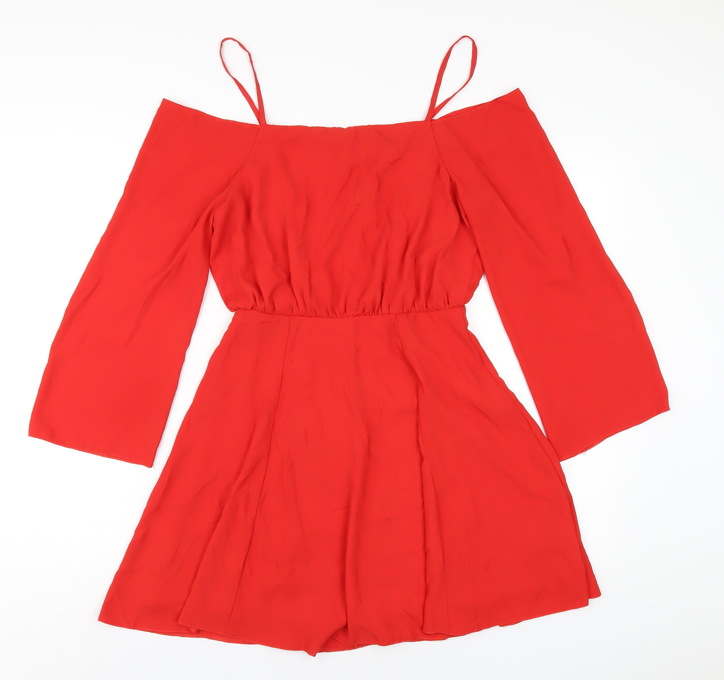 ASOS Womens Red Polyester A-Line Size 8 Square Neck Zip