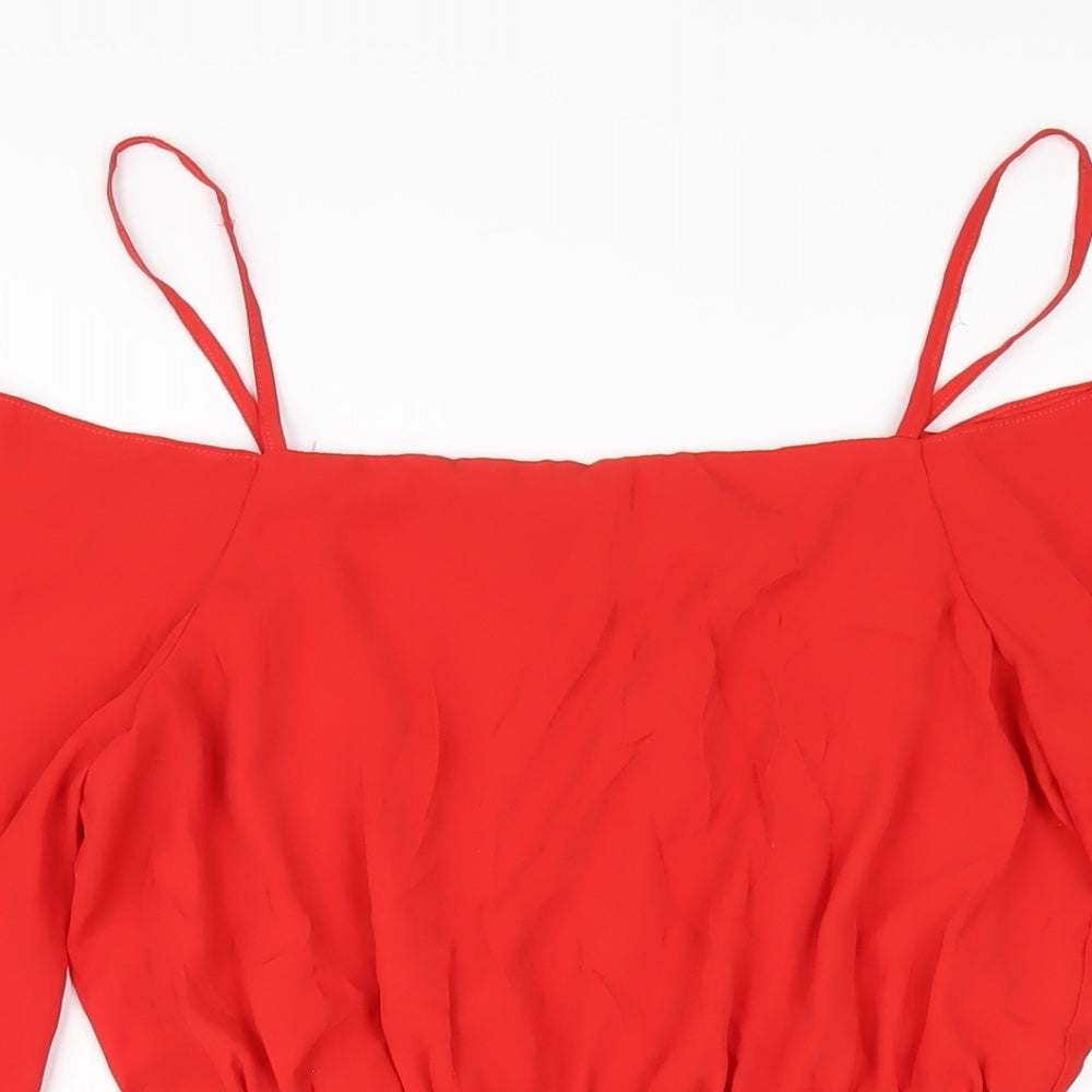 ASOS Womens Red Polyester A-Line Size 8 Square Neck Zip