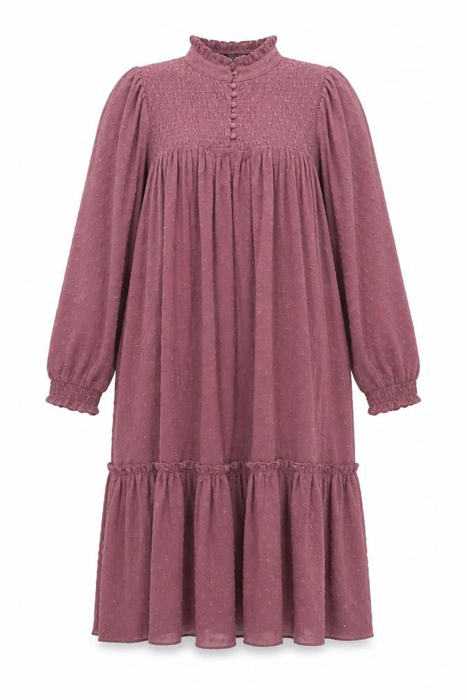 Front view of Missguided women’s purple polyester a-line, size UK 10, mock neck button