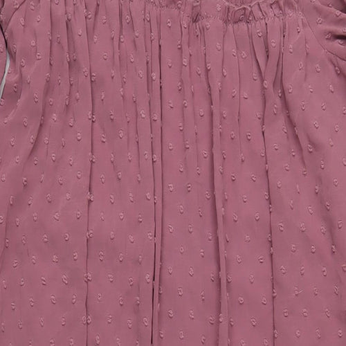 Missguided Womens Purple Polyester A-Line Size 10 Mock Neck Button