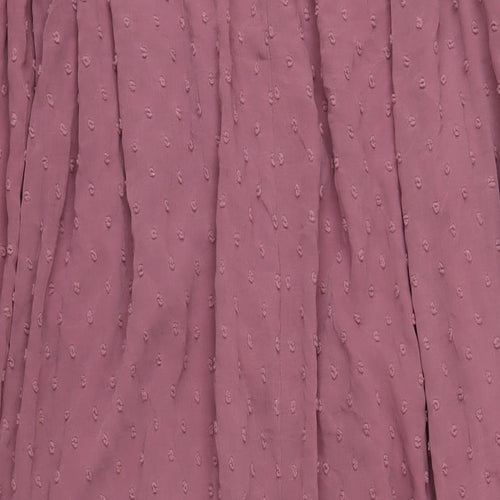 Missguided Womens Purple Polyester A-Line Size 10 Mock Neck Button