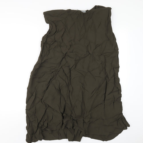 Zara Womens Green Viscose A-Line Skirt Size 2XL Zip