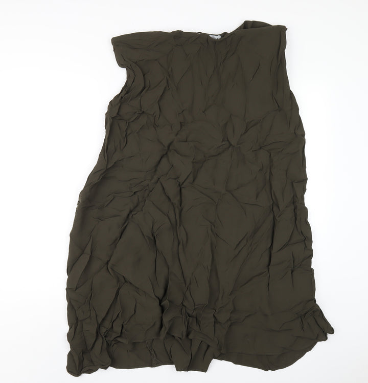 Zara Womens Green Viscose A-Line Skirt Size 2XL Zip