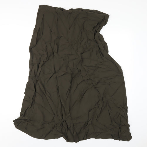 Zara Womens Green Viscose A-Line Skirt Size 2XL Zip