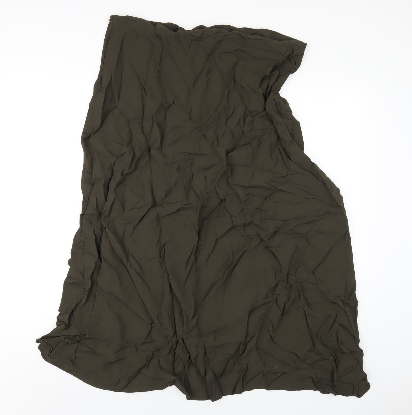 Zara Womens Green Viscose A-Line Skirt Size 2XL Zip