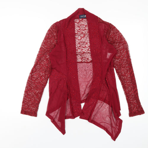 Saloos Womens Red Nylon Kimono Blouse Size S V-Neck