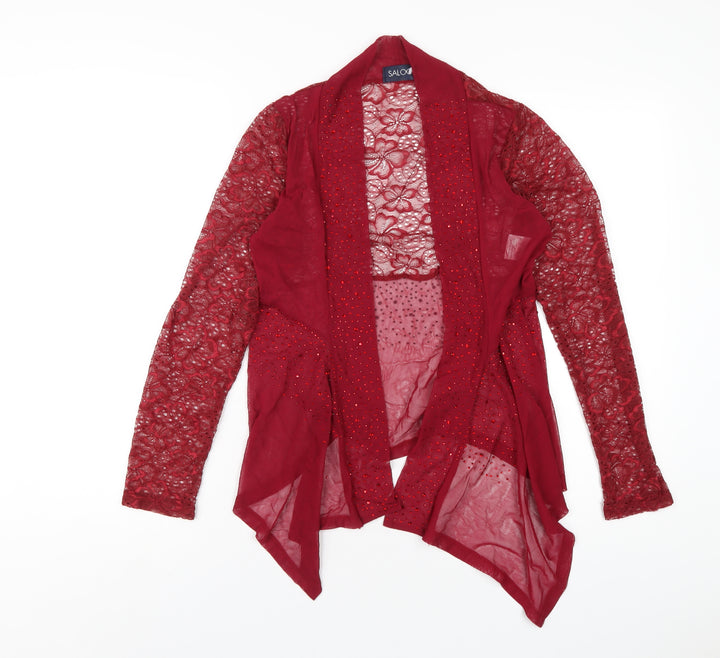 Saloos Womens Red Nylon Kimono Blouse Size S V-Neck