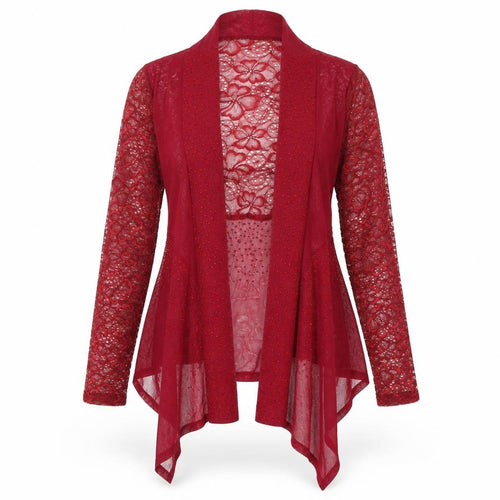 Saloos Womens Red Nylon Kimono Blouse Size S V-Neck