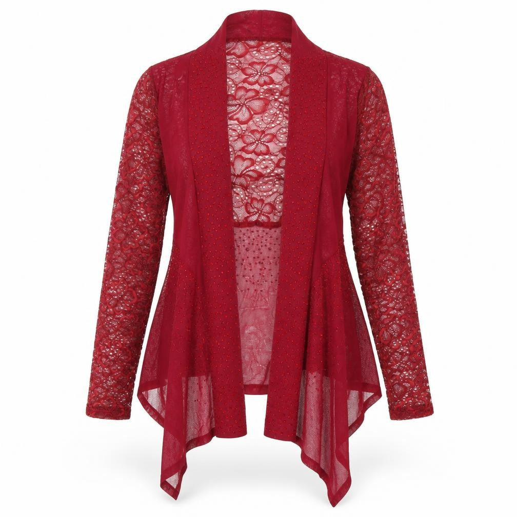 Saloos Womens Red Nylon Kimono Blouse Size S V-Neck