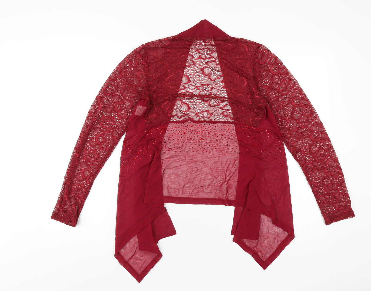 Saloos Womens Red Nylon Kimono Blouse Size S V-Neck