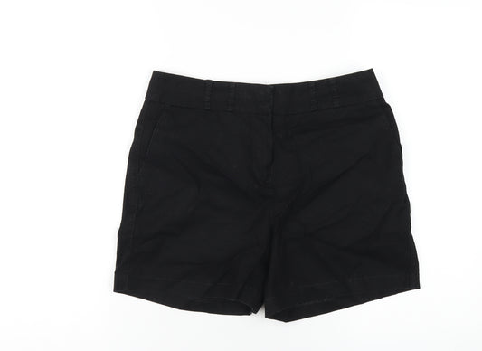 NEXT Womens Black Cotton Basic Shorts Size 8 L4 in Regular Zip