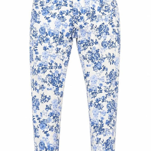 Lotties Womens Blue Floral Cotton Skinny Jeans Size 12 L27 in Regular Zip