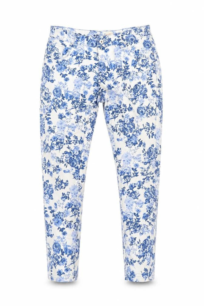 Lotties Womens Blue Floral Cotton Skinny Jeans Size 12 L27 in Regular Zip