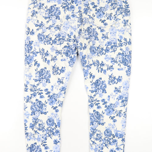 Lotties Womens Blue Floral Cotton Skinny Jeans Size 12 L27 in Regular Zip