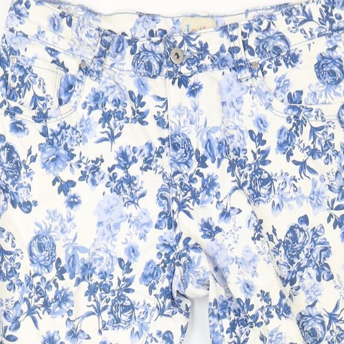 Lotties Womens Blue Floral Cotton Skinny Jeans Size 12 L27 in Regular Zip