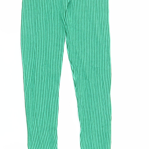 PRETTYLITTLETHING Womens Green Striped Viscose Carrot Leggings Size S L32 in - Elasticated Waist