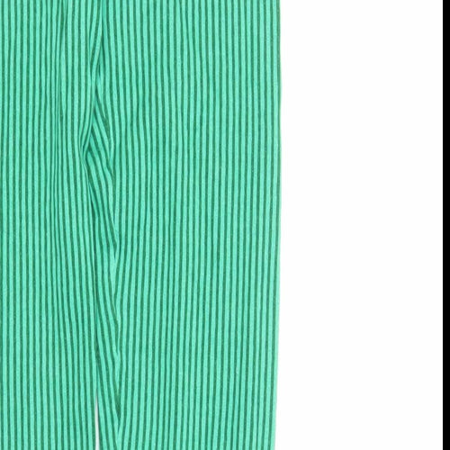 PRETTYLITTLETHING Womens Green Striped Viscose Carrot Leggings Size S L32 in - Elasticated Waist