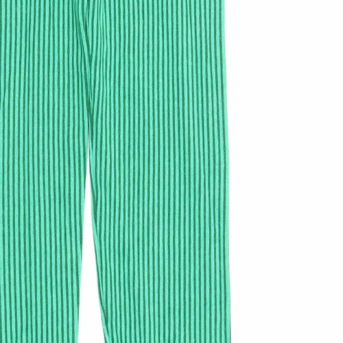 PRETTYLITTLETHING Womens Green Striped Viscose Carrot Leggings Size S L32 in - Elasticated Waist