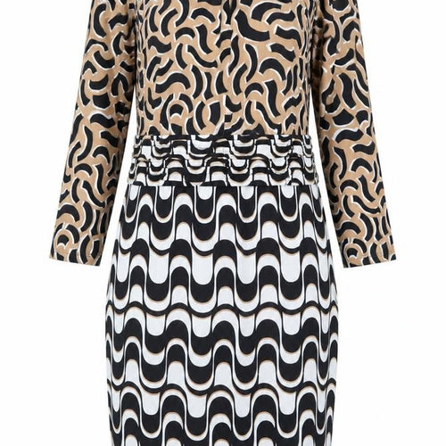 Debenhams Womens Black Geometric Polyester Pencil Dress Size 14 Round Neck Pullover - Keyhole Neckline