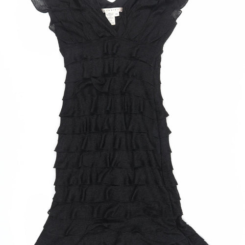 Studio M Womens Black Polyester A-Line Size XS V-Neck Pullover - Layered