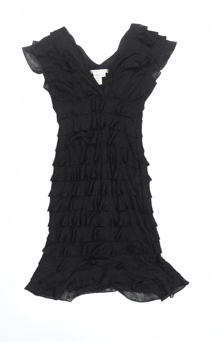 Studio M Womens Black Polyester A-Line Size XS V-Neck Pullover - Layered