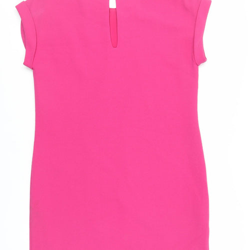 NEXT Womens Pink Polyester Shift Size 12 Round Neck Button