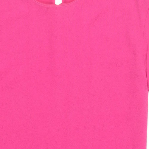 NEXT Womens Pink Polyester Shift Size 12 Round Neck Button