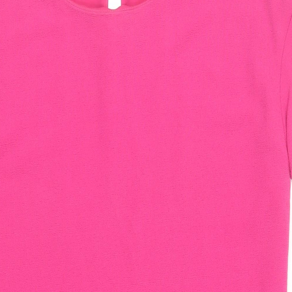 NEXT Womens Pink Polyester Shift Size 12 Round Neck Button
