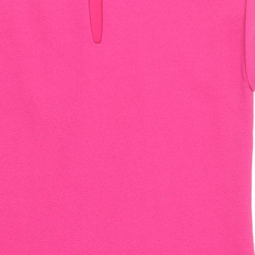 NEXT Womens Pink Polyester Shift Size 12 Round Neck Button