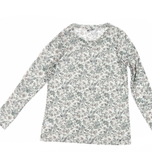 NEXT Womens Green Floral Polyester Basic Blouse Size 14 Crew Neck - Sheer