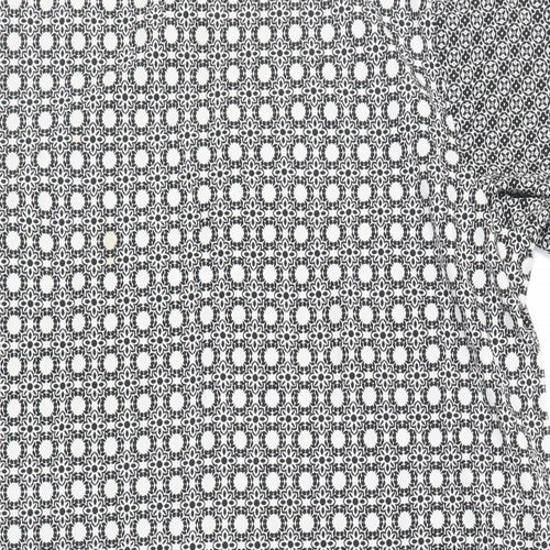 New Look Womens Black Geometric Polyester Shift Size 14 Round Neck Button