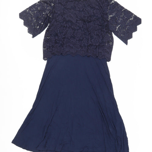 H&M Mama Womens Blue Viscose A-Line Size M Round Neck Pullover - Lace Top